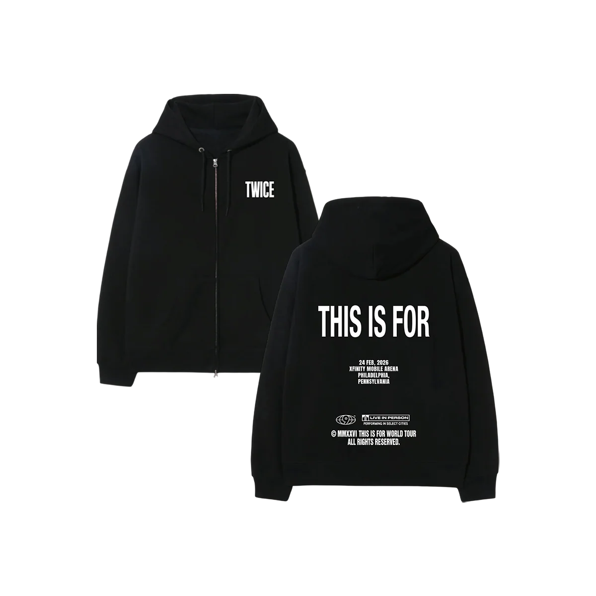 BLACK ZIP HOODIE - PHILADELPHIA